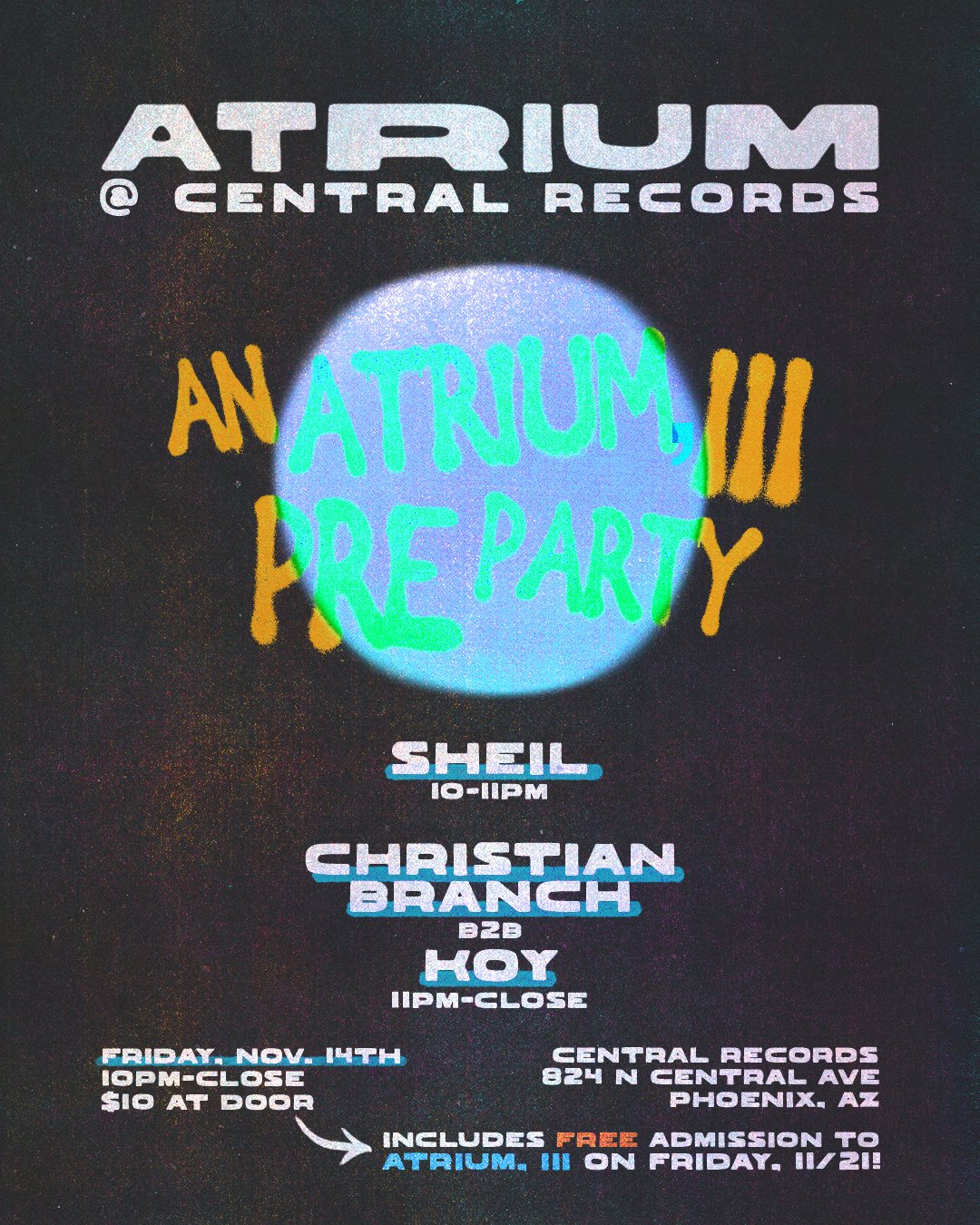 ATRIUM III Pre-Party flyer