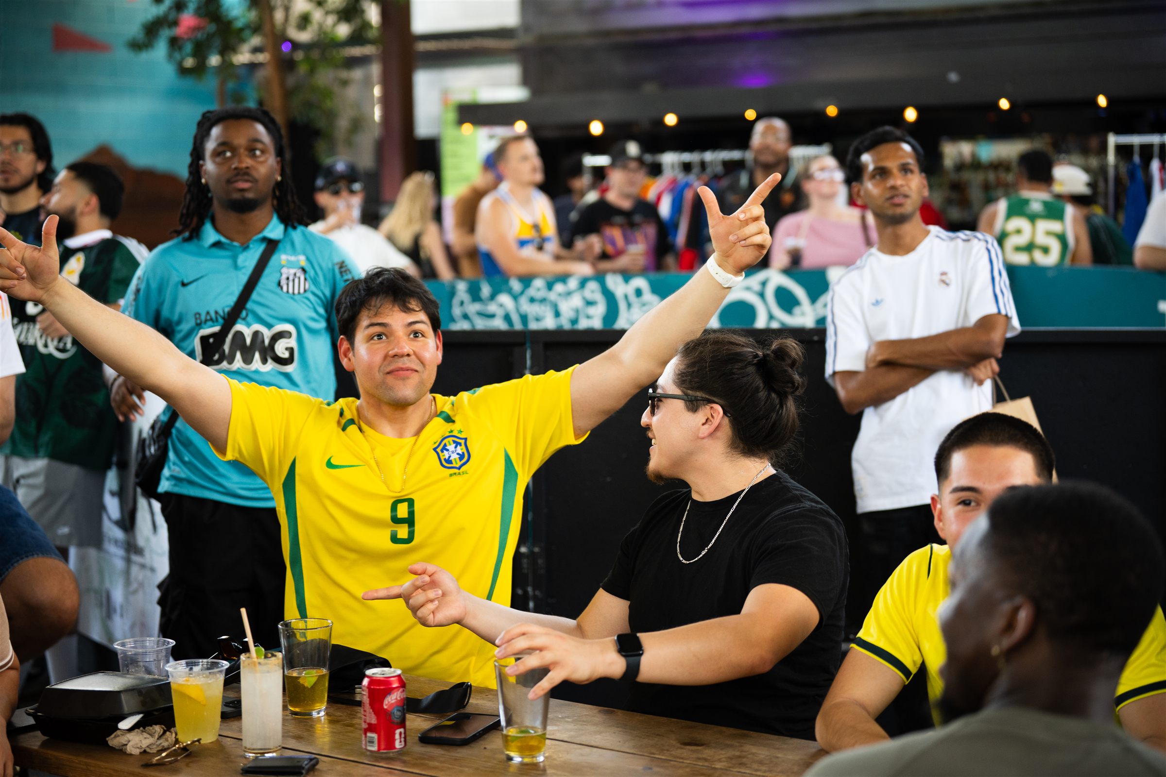 A crowd celebrating at JOGA